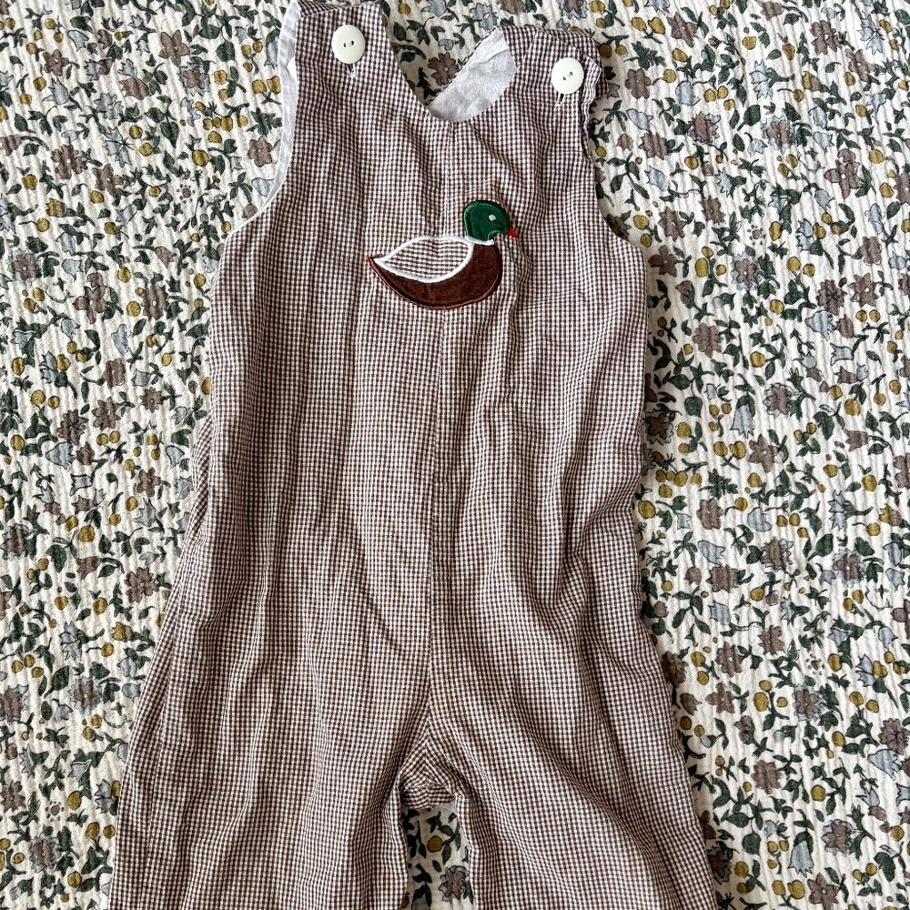 Duck Embroidered Brown LongAll 2T EUC